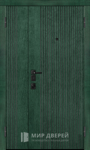 Двухстворчатая дверь зелёного цвета с фрезеровкой №20 - фото №1