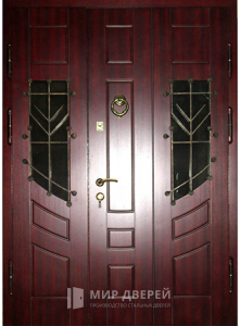 Металлическая дверь со стеклом и ковкой №15 - фото вид снаружи