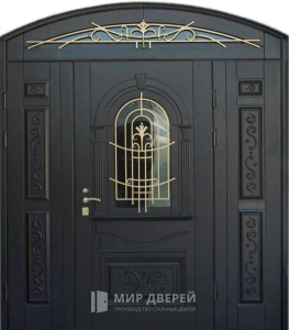 Входная железная арочная дверь №9 - фото вид снаружи