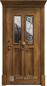 Входная коричневая дверь со стеклом в дом №20 - фото вид снаружи