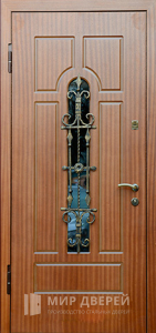 Входная дверь с ковкой и стеклом №19 - фото вид изнутри